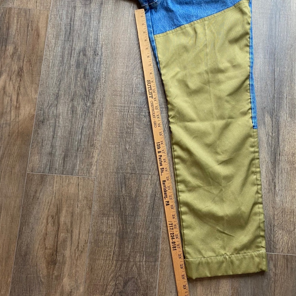 VINTAGE Remington Mens XL Blue Denim Olive Green Brush Guard Hunting Pants Jeans - Picture 9 of 9